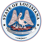 Homononsapiens, CC BY-SA 4.0 <https://creativecommons.org/licenses/by-sa/4.0>, via Wikimedia Commons State logo for Louisiana with White Pelican, "Union, Justice, Confidence"