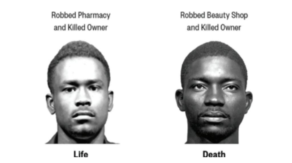 Image from the Philadelphia "Looking Deathworthy" study, Eberhardt, et al., Looking Deathworthy: Perceived Stereotypicality of Black Defendants Predicts Capital-Sentencing Outcomes, Psychological Science (2006).