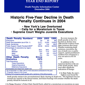 The Death Penalty in 2004: Year End Report