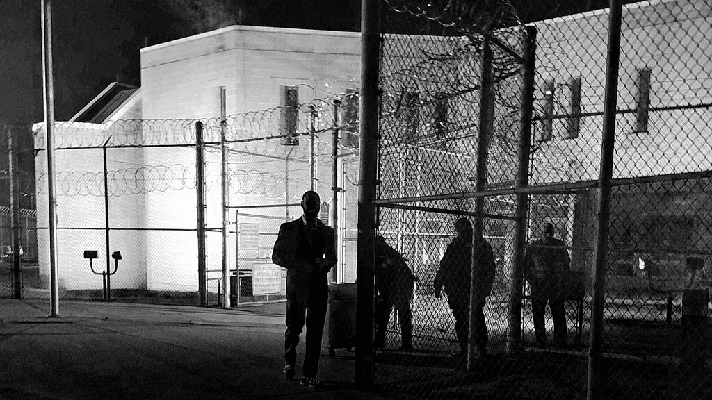 Delaware death-row exoneree Isaiah McCoy walks to freedom upon his release from the Howard R. Young Correctional Institution in Wilmington in January 2017. Photograph courtesy of Attorney Herbert Mondros.