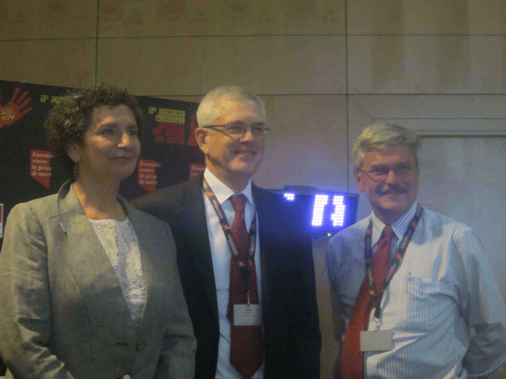 Elizabeth Zitrin, Richard Dieter (DPIC), and Michael Radelet at Fifth World Congress in Madrid (2013).
